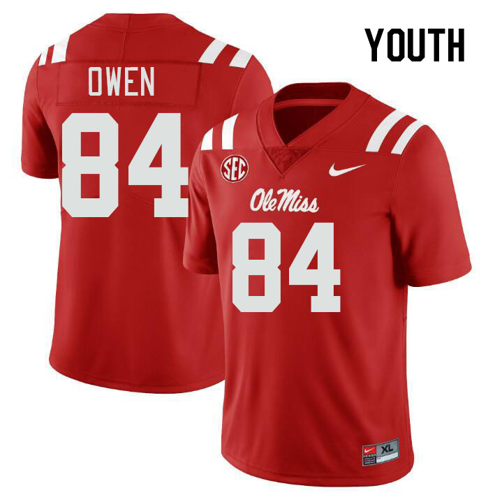 Youth #84 Mac Owen Ole Miss Rebels College Football Jerseys Stitched-Red